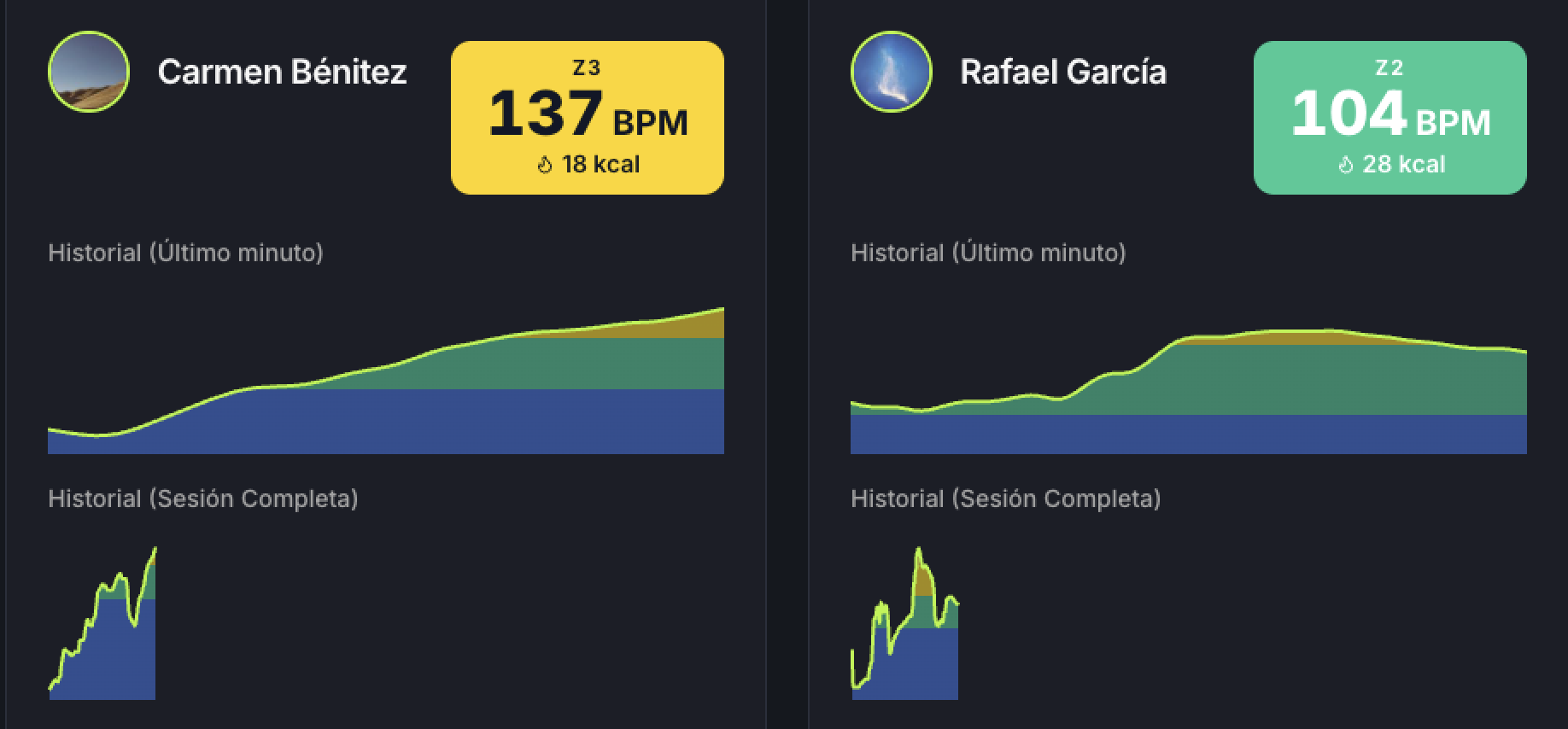 Interfaz de ZoneMetrics en pantalla